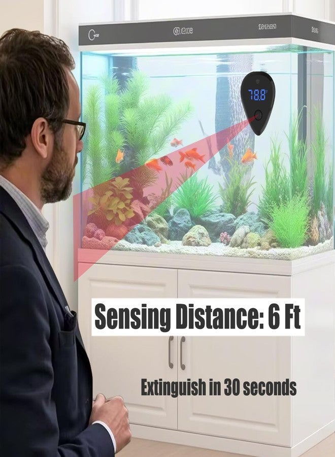 Carefree Fish مقياس حرارة حوض السمك Carefree USB قابل لإعادة الشحن لاسلكي مزود بمفتاح استشعار بشري، مقياس حرارة لحوض السمك مع إنذار صوتي لارتفاع درجة الحرارة ±1 درجة فهرنهايت (محول الطاقة وكابل الشحن غير مرفقين) - Image 5